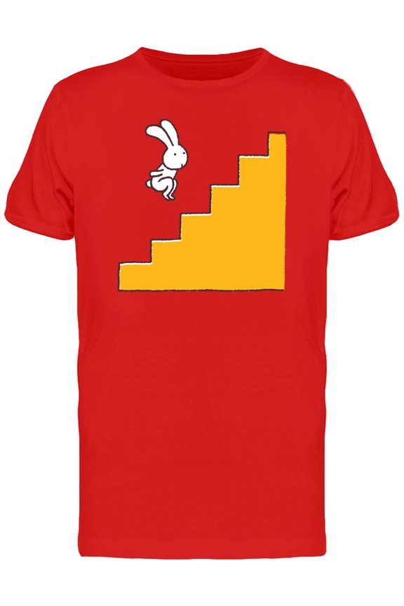 Rabbit Jumping On Stairs Tee Men's -Image by Shutterstock