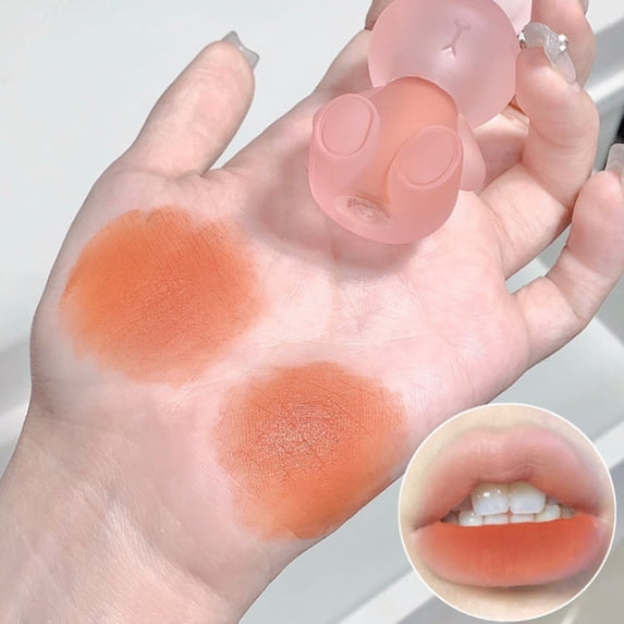 Rabbit Keychain Matte Lip Mud, Velvet Waterproof Lip Gloss, Non-Stick Cup Lipstick In 6 Colors C