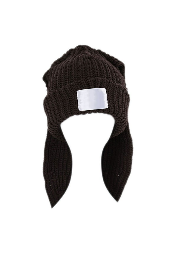 Rabbit Knit Hat Long Ear Hat Skullies Beanie Crochet Knitted Hat Winter Warm