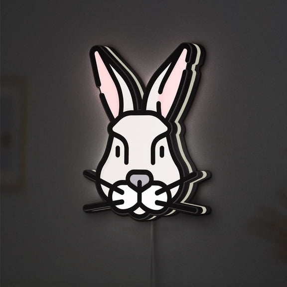 Rabbit LED Lightbox - Easter Bunny Pet Wildlife Decor, Custom Led Sign for Home Office Shop Decor (Width 8 inch, 20cm)