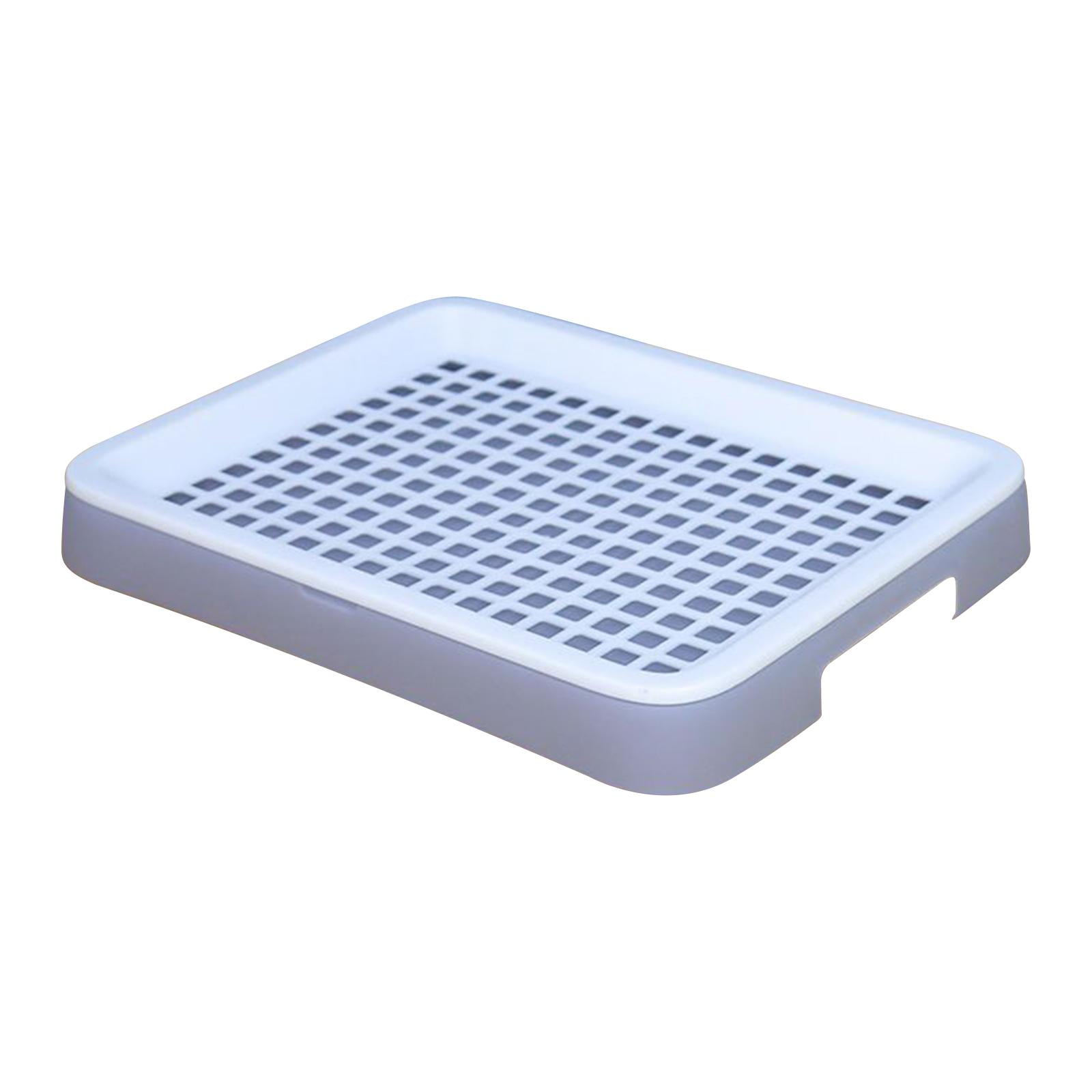 Rabbit Litter Box Double Layer Pee Pan Tray for Guinea Pigs Ferrets Hamster Gray