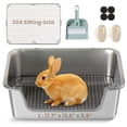 thumbnail image 1 of Rabbit Litter Box  Extra Large Bunny With 304 Stainless Steel Sifting Tray & Hooks Easy To Clean And Odor Control (17.7" * 13.8" 5.9"), 1 of 7