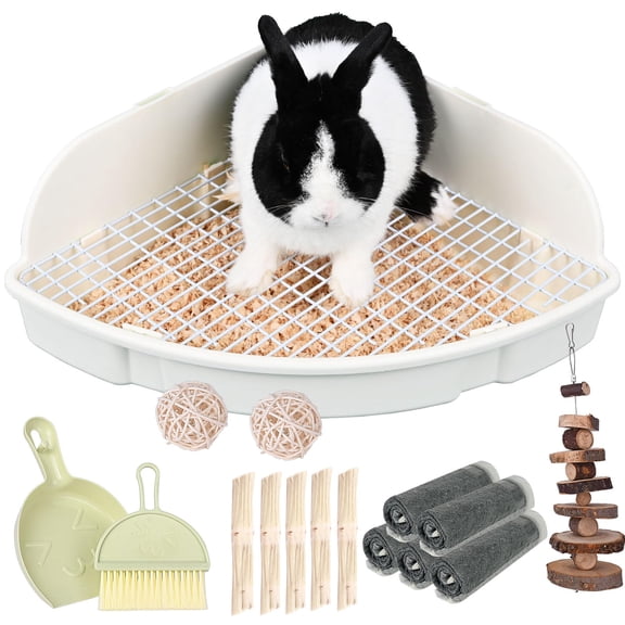 Rabbit Litter Box Large Bunny Guinea Pig Corner Pottyer Bigger Pet Pan Hamster Bedding Cfanshaped For Adult Pigs Chinchilla Ferret 20 In X 13.2 6