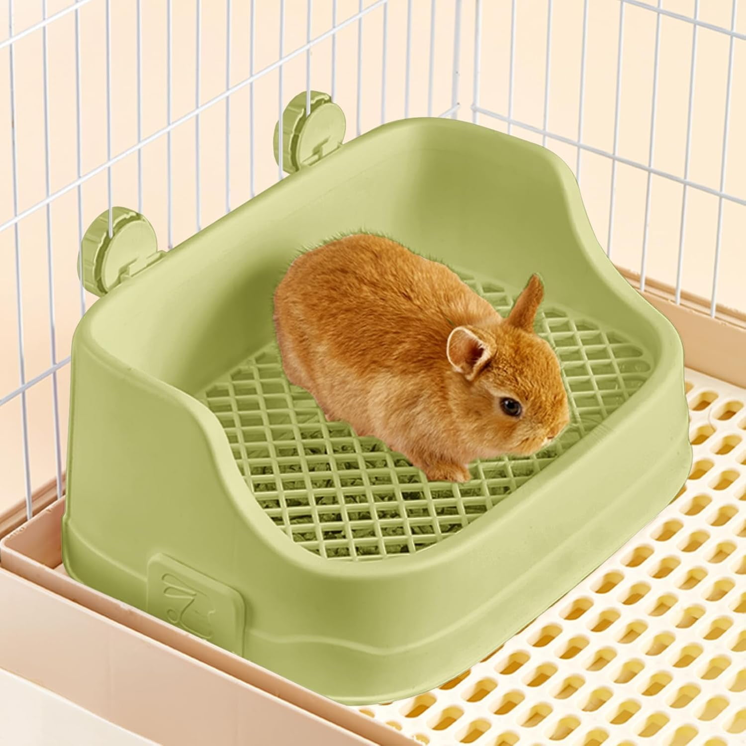 Image showcasing Rabbit Litter Box, Small Animals Litter Tray for Cage Detachable ...