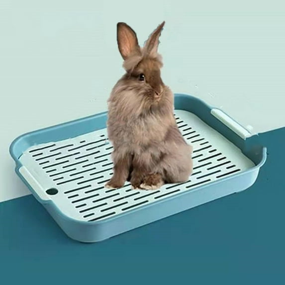Rabbit Litter Box with Grate, 10.5 x 7.2 Inch Guinea Pig Litter Pan Anti-Turnover Pet Toilet Potty Trainer