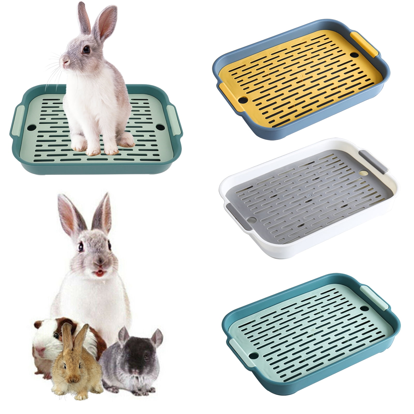 Stuffygreenus Large Rabbit Litter Box with Grate, Anti-Turnover