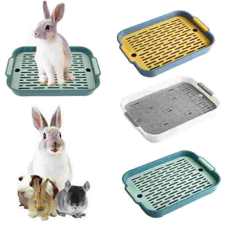 Stuffygreenus Large Rabbit Litter Box with Grate, Anti-Turnover