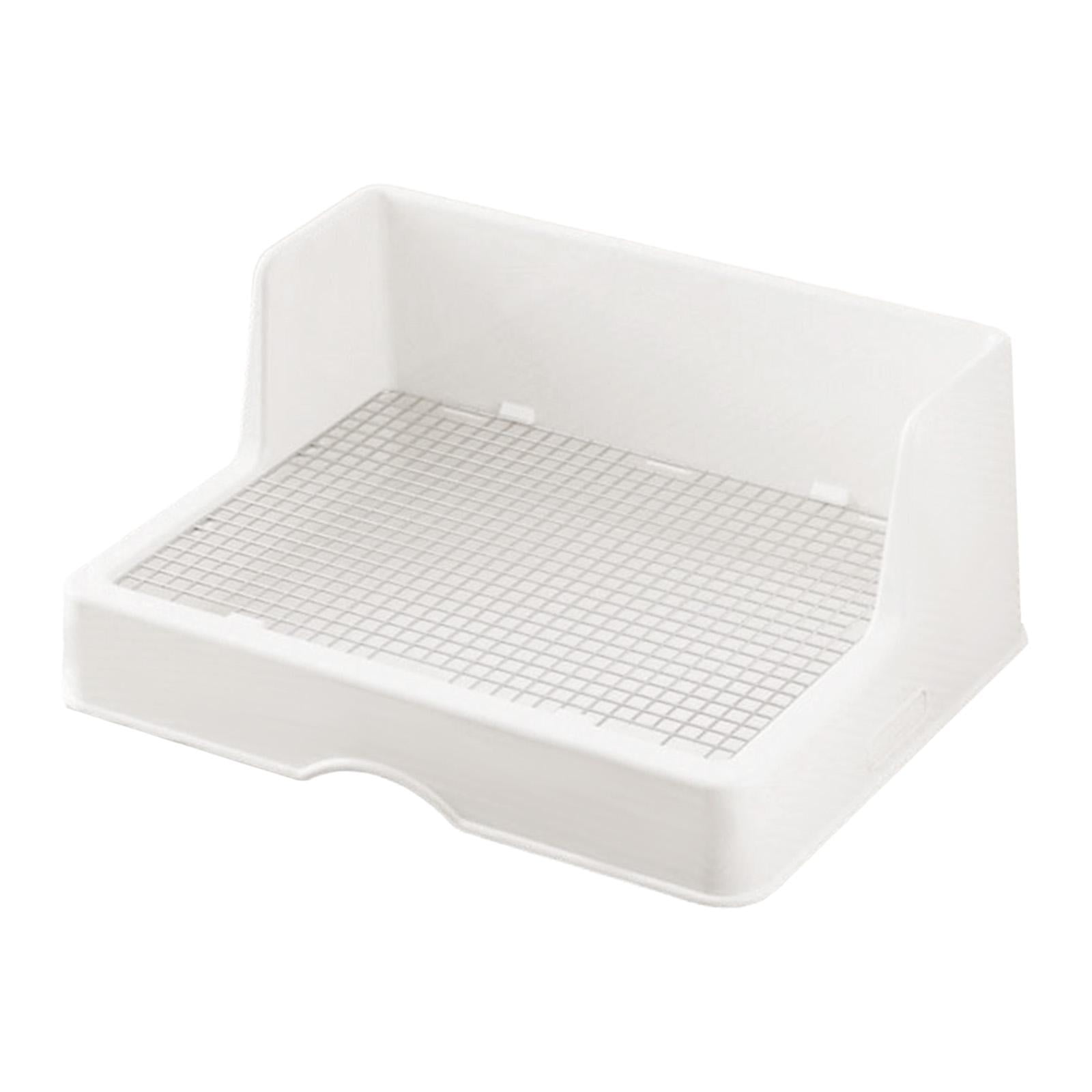 Rabbit Litter Box with Grid Corner Toilet Pet Pan Stainless Steel Deep Basin for Indoor Bunny Habitat