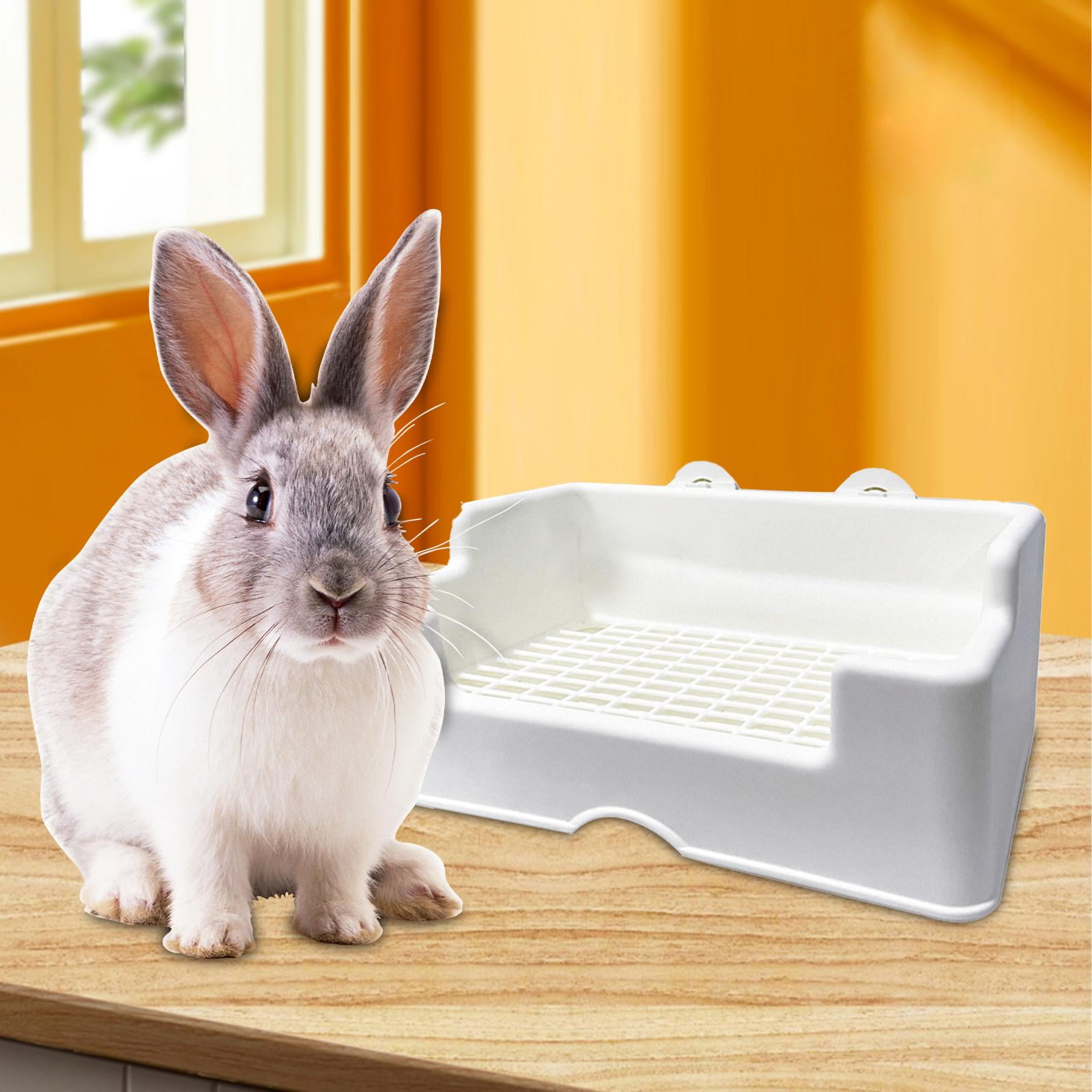 Rabbit Litter Box with High Baffle, Grid Pee Pan Tray for Chinchilla ...