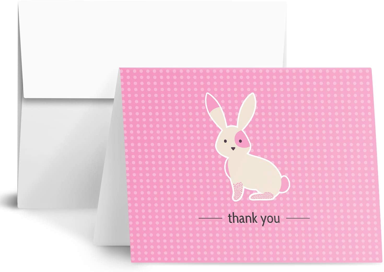 Rabbit Lovely Animal Thank You Note Greeting Cards with Envelopes | Printed on Thick and Sturdy 80lb (216gsm) Cardstock | Blank Interior | A2 Size – 4.25 x 5.5” | 25 per Pack