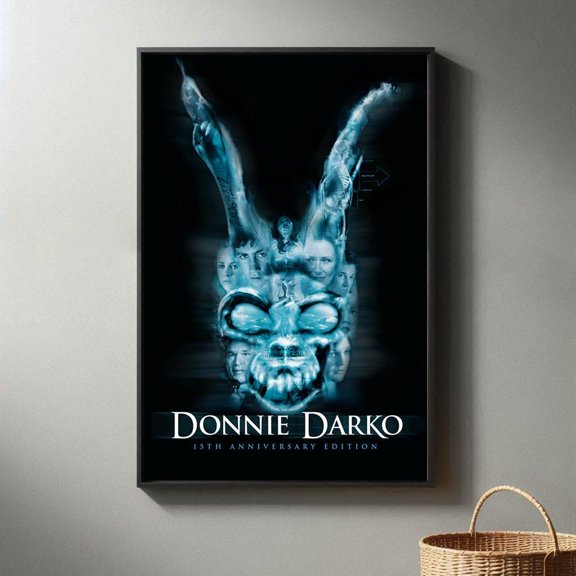 Rabbit Mask Psychological Mystery Darko Minimalist Black and White Mid-Century Modern Wall Art, Unframed Poster