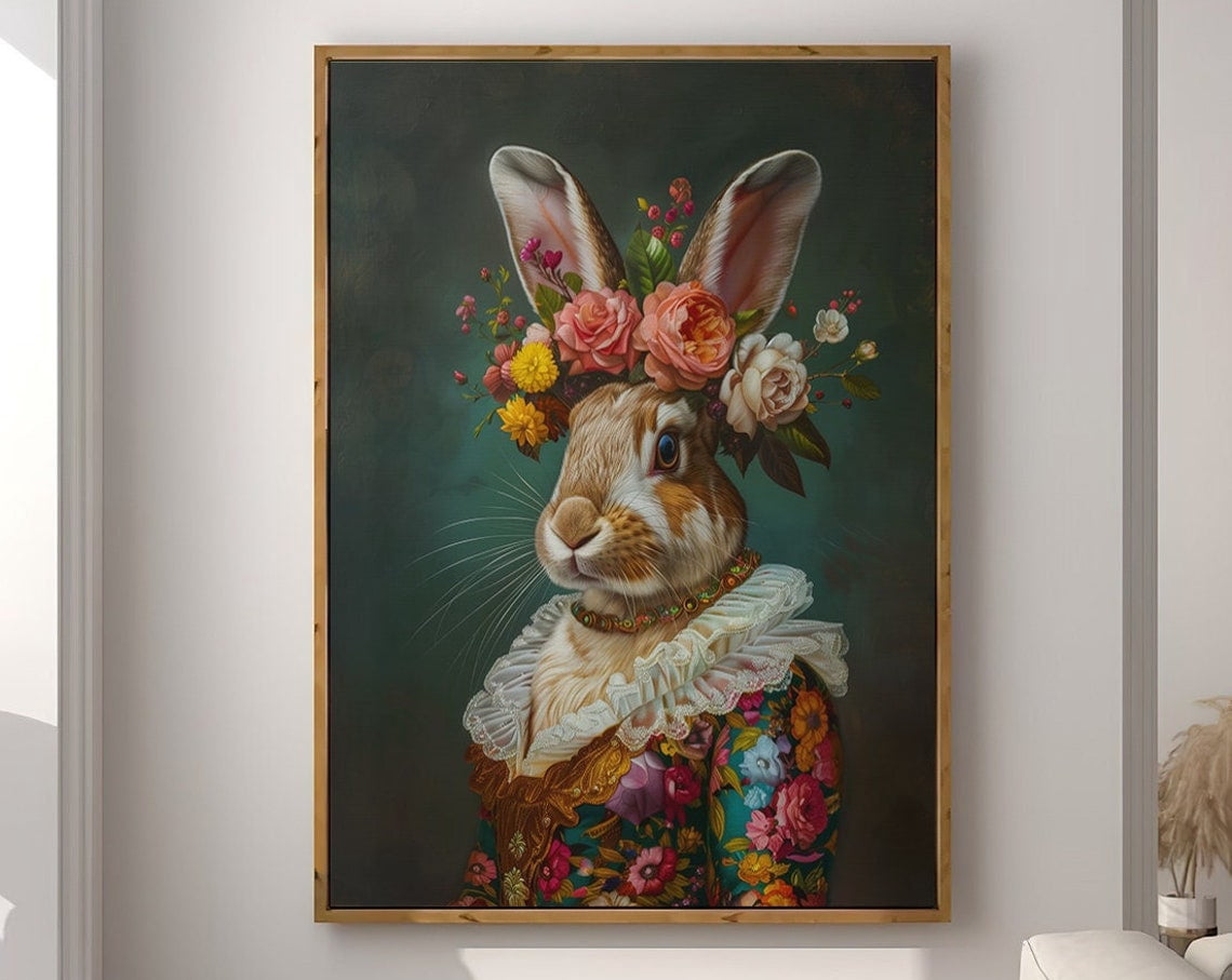 Rabbit Maximalist Wall Art Print, Funky Wildlife Decor - Walmart.com