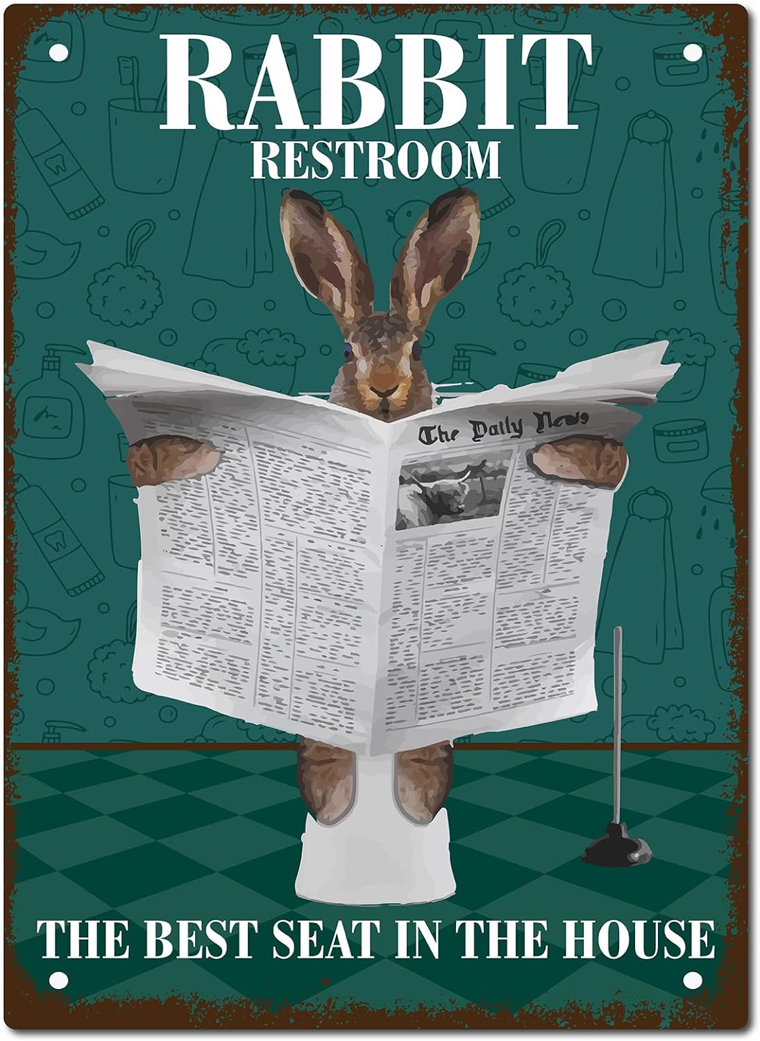 Peter Rabbit Restroom Sign Rabbit Metal Tin Sign Restroom The Best Seat Tin Garage Signs Plaques ...