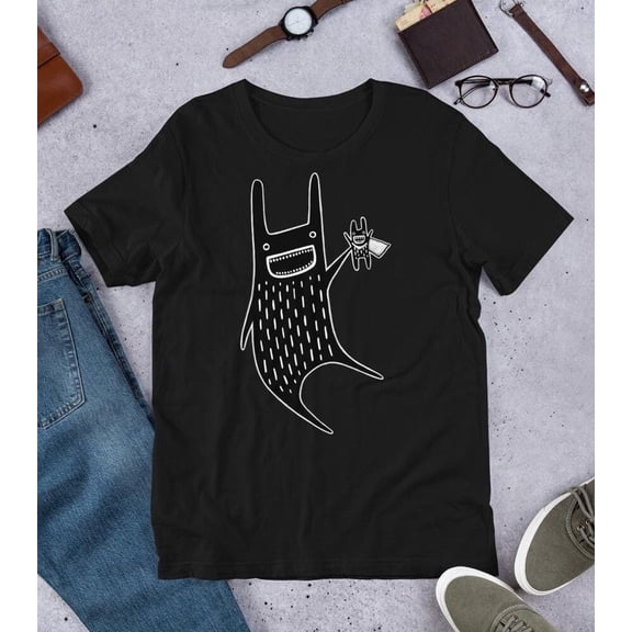 Rabbit Monster Action Figure Folk Art Graphic Unisex T-Shirt for Quirky Casual Use up to 5XL