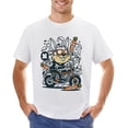thumbnail image 1 of Rabbit Motocrosser Vintage T-shirt Mens Cotton Classic Crewneck Short Sleeve Tees Unisex White L, 1 of 2