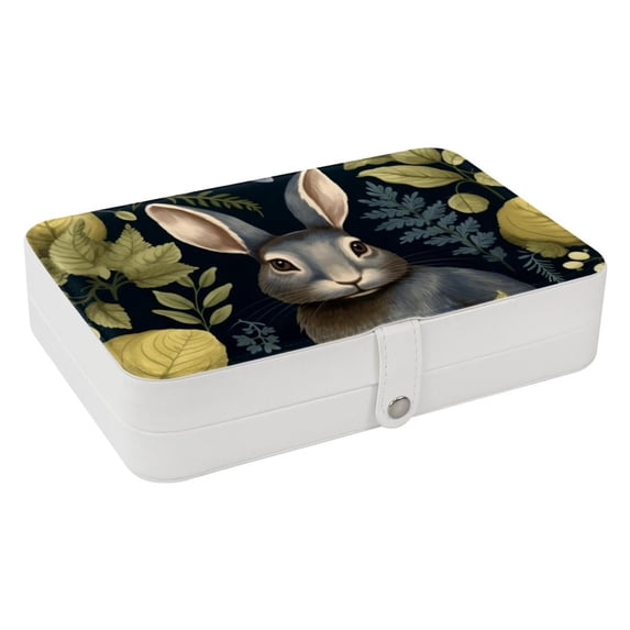 Rabbit Necklace Organizer, Bracelet Holder, and Jewelry Boxes - Portable PU Leather with Removable Compartment