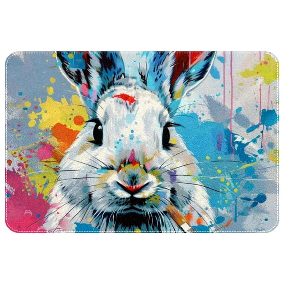 Rabbit Non-Slip Polyester Bath Rug, Machine Washable Area Rugs for Bathroom and Chair Rug