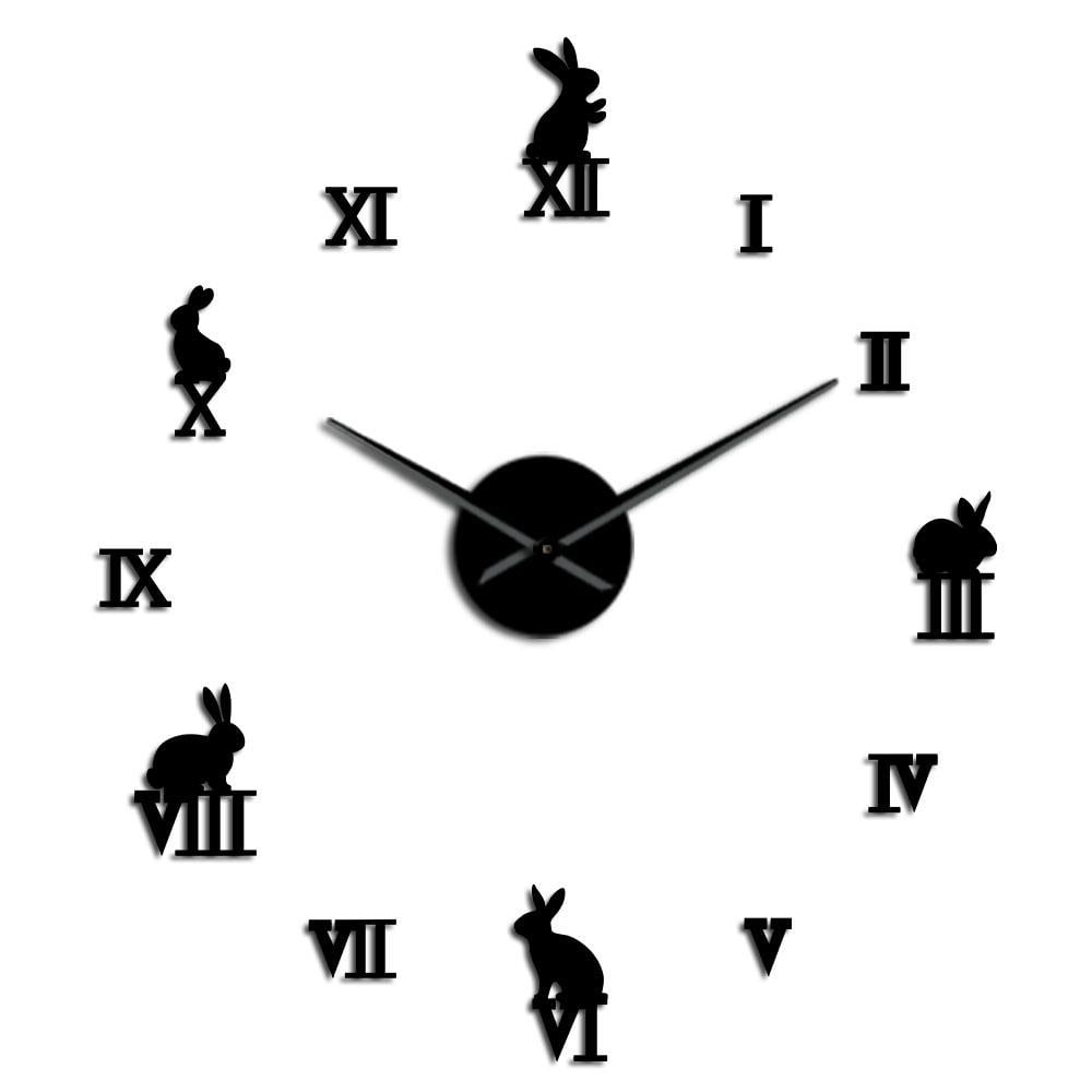 Rabbit with Numerals Frameless Wall Clock Stickers, DIY Modern ...