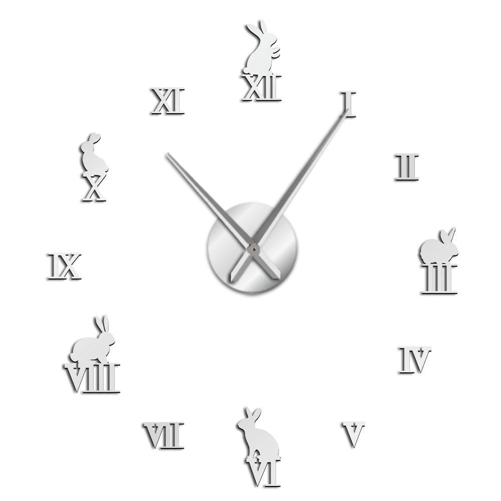 Rabbit with Numerals Frameless Wall Clock Stickers, DIY Modern ...