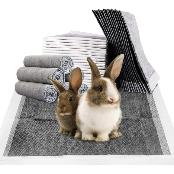 Rabbit Pee Pads, 13" x 18" 100 PCS Disposable Bunny Pads Charcoal Leak-Proof Super Absorbent Potty Training Pad with Quick-Dry Surface for Dogs Puppies Cats Kittens or Small Pets
