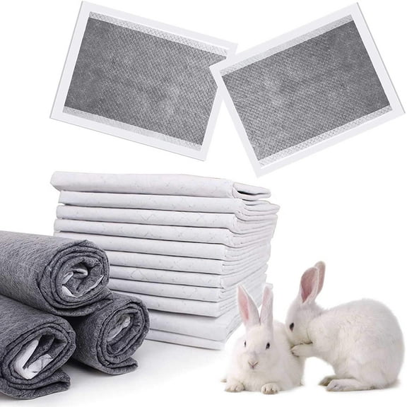 Rabbit Pee Pads Disposable Cage Liners 20-100PCS All Absorb Black Carbon Odor Control Bunny Training Accessories with Quick-Dry Surface for Puppy Guinea Pig Kitten Hedgehog Small Animals