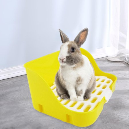 Rabbit Pet Cage Potty Trainer with Drawer Small Animals Cleaning Tool for Ferret Bunny Chinchilla , Yellow