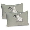 thumbnail image 1 of Rabbit Pillow Sham Set of 2, Illustration of Bunny with Bouquets of Hearts Romantic Animal Love Design, Quality Microfiber Bedding Item for All Seasons, 26" x 20", Dusk Ivory and Taupe, by Ambesonne, 1 of 3