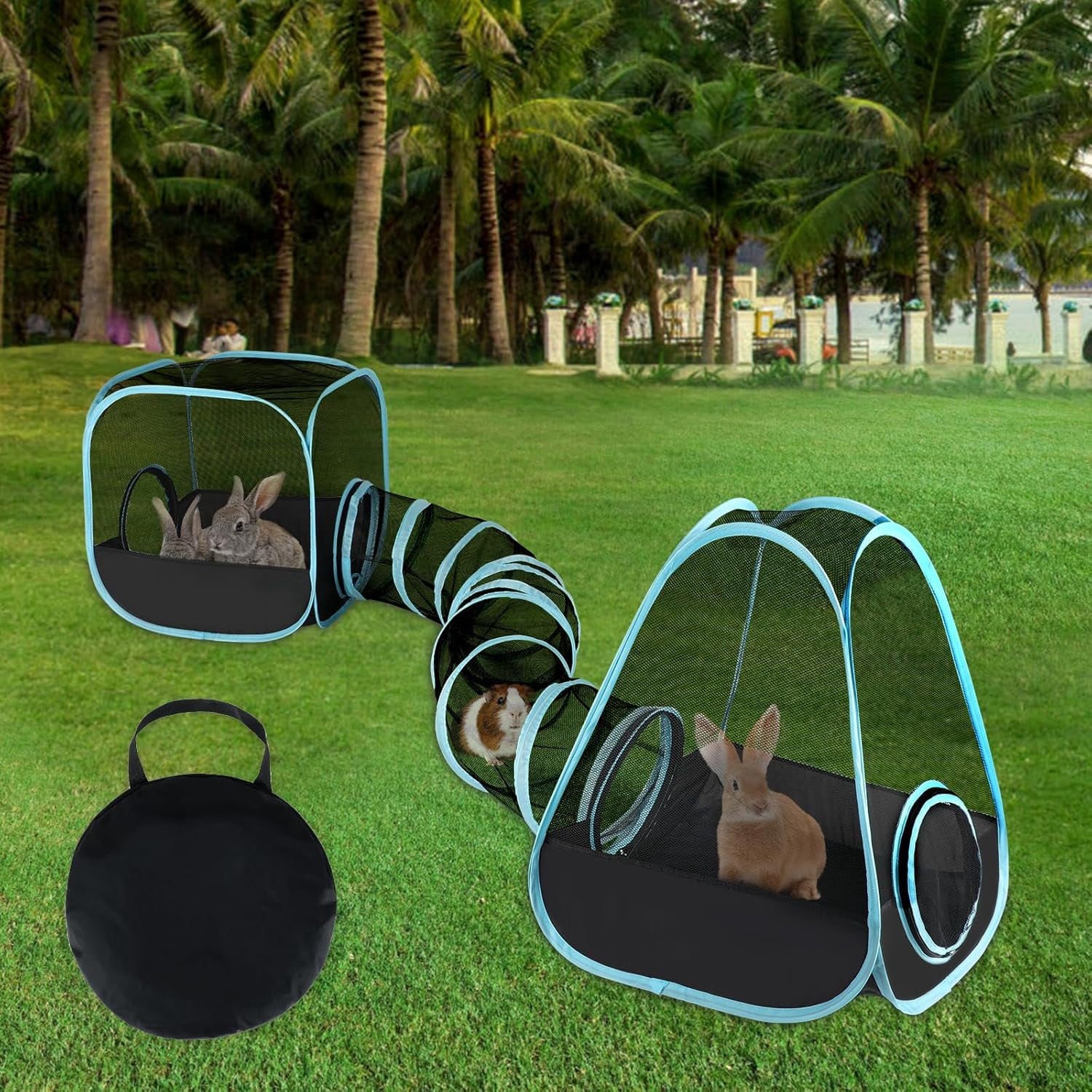 Rabbit Playpen with Tunnel, Breathable & Transparent Rabbit Playpen Pop ...