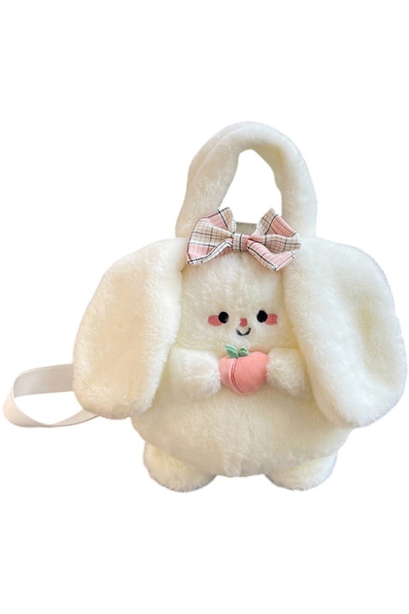 Rabbit Plush Backpack Stuffed Animal Rabbit Crossbody Portable Shoulder Bag Cute Decor Crossbody Bag for Women