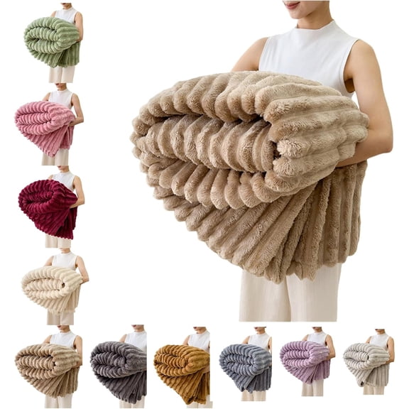 Rabbit Plush Nap Blanket,Winter Thickened Blanket,Warm Comfortable Sofa Throw Blanket, Office Single Person Nap