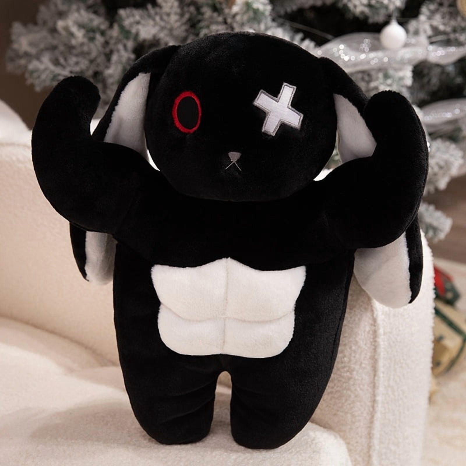 Rabbit Plush Pillow，Black Bunny Stuffed Animal Plushie Pillow Toys Home Decoration 15.7in