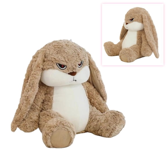 Rabbit Plush Toy - Angry Bunny Stuffed Animal with Fluffy Fur, Cute & Funny Pillow for Bedroom Decor, Ideal Gift for Christmas & Anniversaries