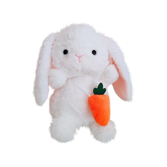 Rabbit Plush Toy, Stuffed Bunny Doll with Carrot - Plushy Material, Floppy Ears, Carrot Accent, Huggable Design - Kids, Toddlers, Nursery Decor, Playroom, Cuddle Time, Birthday Gift, Bedroom Decor, P
