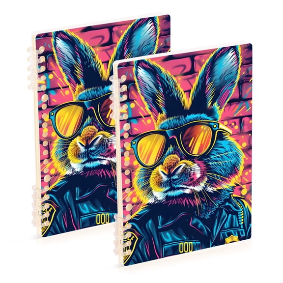 Rabbit Police Officer Ring Binder Notebook Journey Note Diary College Ruled Spiral Notebook Study Loose Leaf Paper A5 60 Pages