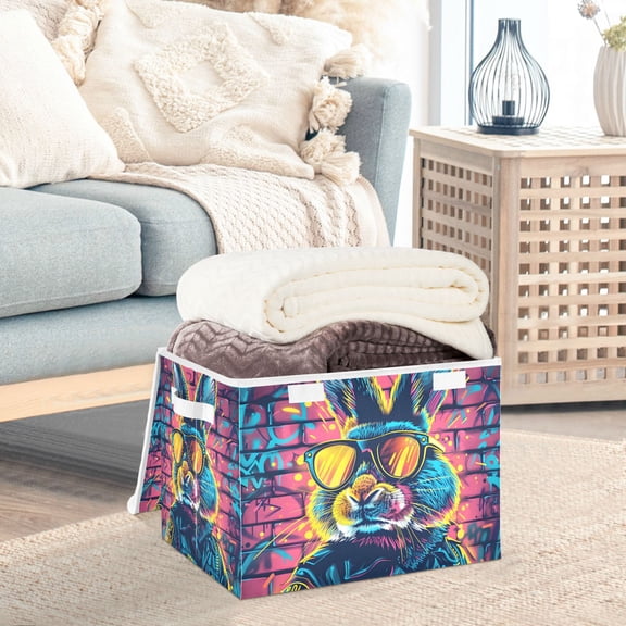 Rabbit Police Officer Storage Basket Foldable Laundry Basket Shelf Kids Toy Storage Container Organizer with Handles