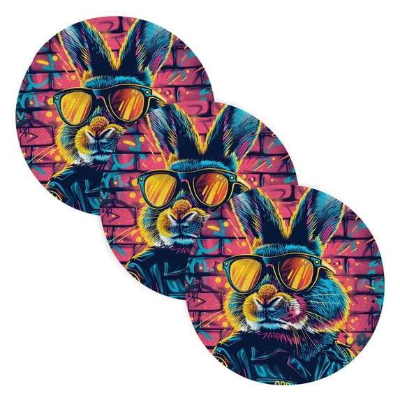 Rabbit Police Officer Trivet Mats Woven Pot Holders 3Pcs Non-Slip Heat Resistant for Hot Pots Pans Pats