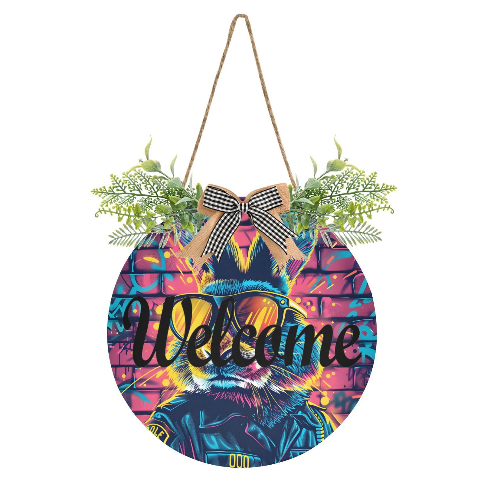Rabbit Police Officer Welcome Sign for Front Door Wreath Door Sign for ...