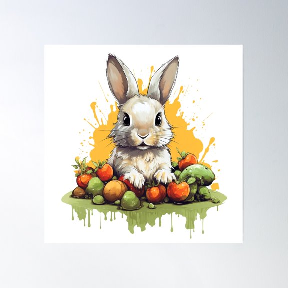 Rabbit Poster Wall Art, Modern Wall Decor, 16x16 UNFRAMED