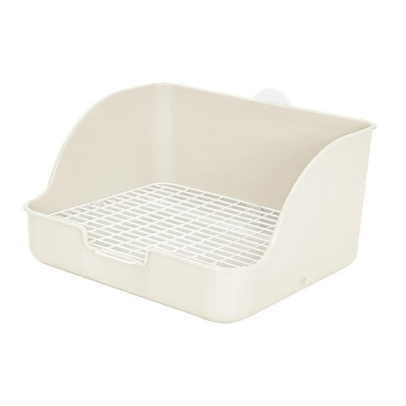 Rabbit Potty Trainer Corner Rectangular Easy to Install Small Pet Toilet for Hamster, Ferrets, Galesaur, Chinchillas White