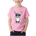 thumbnail image 1 of Bunny Print Loose Short Sleeve T-Shirt for Kids, Round Neck Casual Top for 2-13 Years, 1 of 4
