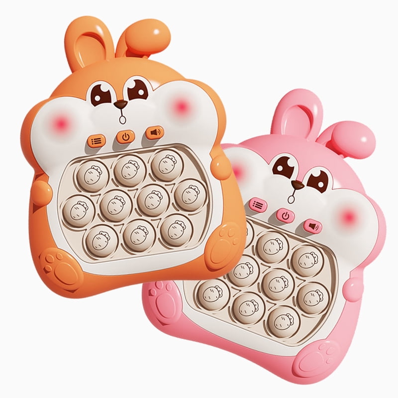 Rabbit Quick Push Game Console - 4 Modes 999 Levels, Interactive Memory & Challenge Fidget Toy, Stress Relief Sensory Game for Kids Boys Girls Improve Hand-Eye Coordination,orange pink
