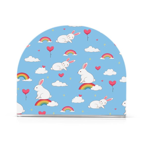Rabbit Rainbow Pattern Napkin Holder Acrylic Napkin Dispenser Clear Modern Tabletop for Kitchen Counter