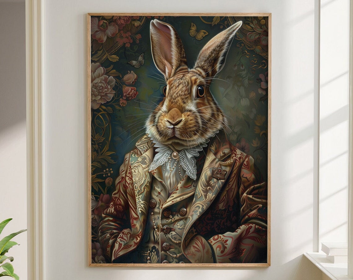 Rabbit Royal Renaissance Portrait Vintage Print Victorian Animal ...