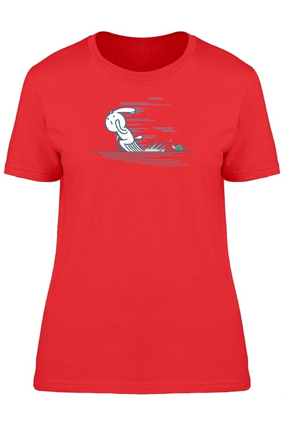 Rabbit Running Cartoon T-Shirt Women -Image by Shutterstock, Female Small