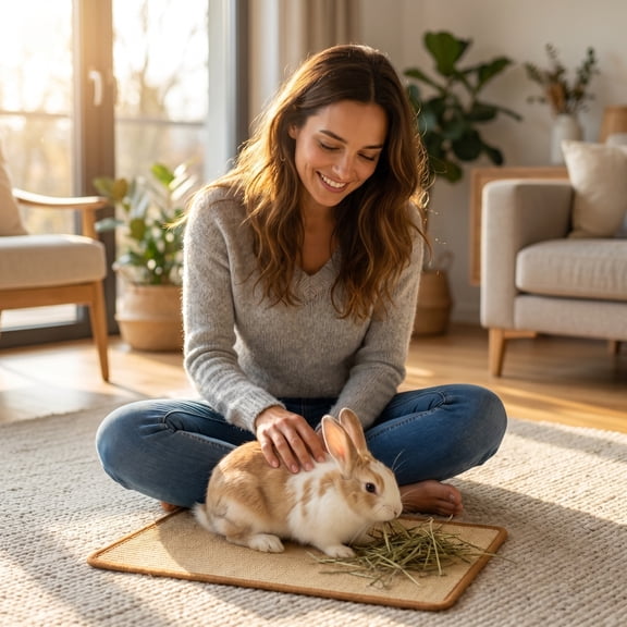 Rabbit Scratch Pad, Natural Sisal Bunny Scratching Mats Rabbit Mats for Cages, Claws and Teeth Care, Rabbit Chew toys Bunny Accessories for Bedding Biting Sleeping Nesting (15.75x11.81 in)