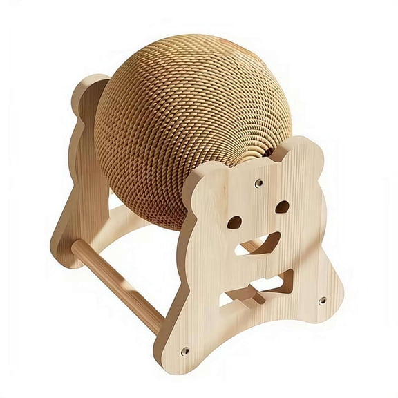 Rabbit Scratching Ball Toy, 2026 NEW Sisal Cat Bunny Scratcher with Rotating Orb and Sturdy Wood Frame, Interactive Small Animal Toy for Nail Care, Furniture Protector for Kittens Ferrets Chinchillas