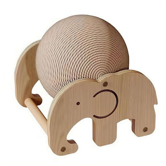 Rabbit Scratching Ball Toy, Sisal Cat Bunny Scratcher with Rotating Orb and Sturdy Wood Frame, Interactive Small Animal Toy for Nail Care, Furniture Protector for Kittens Ferrets Chinchillas