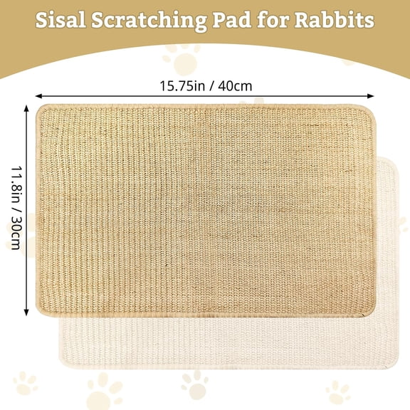 Rabbit Scratching Pad 2 Pcs Natural Sisal Bunny Scratch Mat for Small Pets