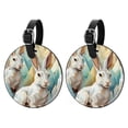 thumbnail image 1 of Rabbit Set of 2pcs PU Leather Round Suitcase Tags with Privacy Cover and Name ID Tag - Ideal for Travel Luggage, Handbags, Backpacks, School Bags, 1 of 6