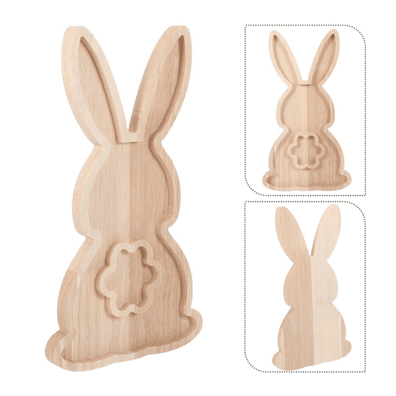 Rabbit Shape Charcuterie Board for Easter,Farmhouse Bunny Cutting Board,Rabbit-Shaped Wooden Charcuterie Serving Platters for Easter or Spring Rustic Decorative,Wood Serving Wood Trays for Food (B)